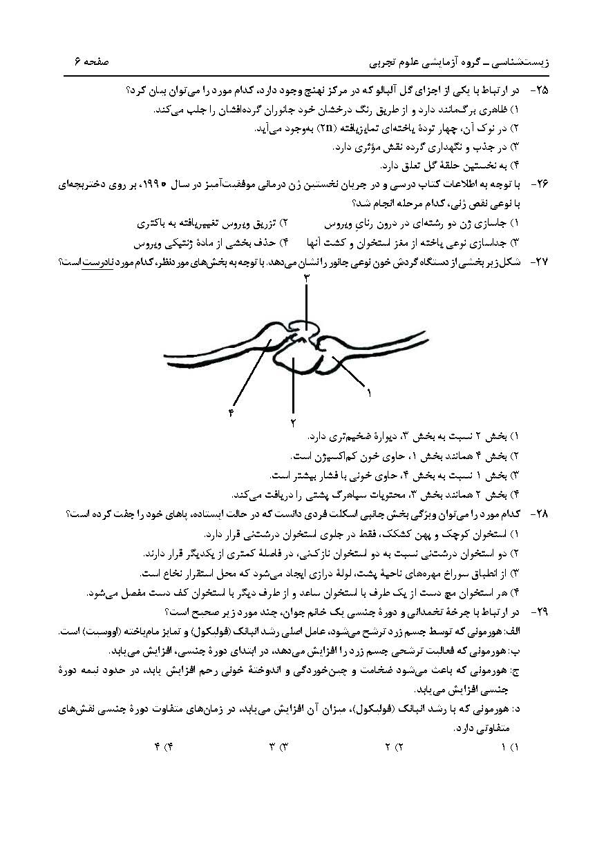 سوالت کنکور تجربی تیر 