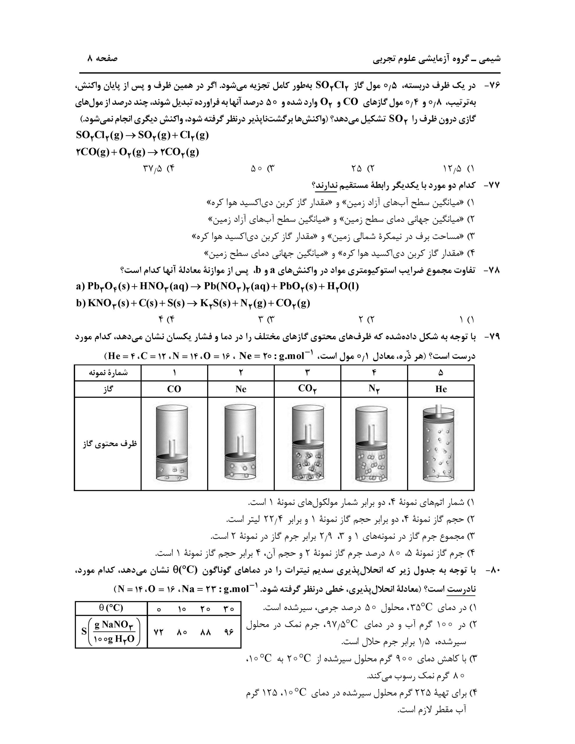 سوالت کنکور تجربی اردیبهشت 1403