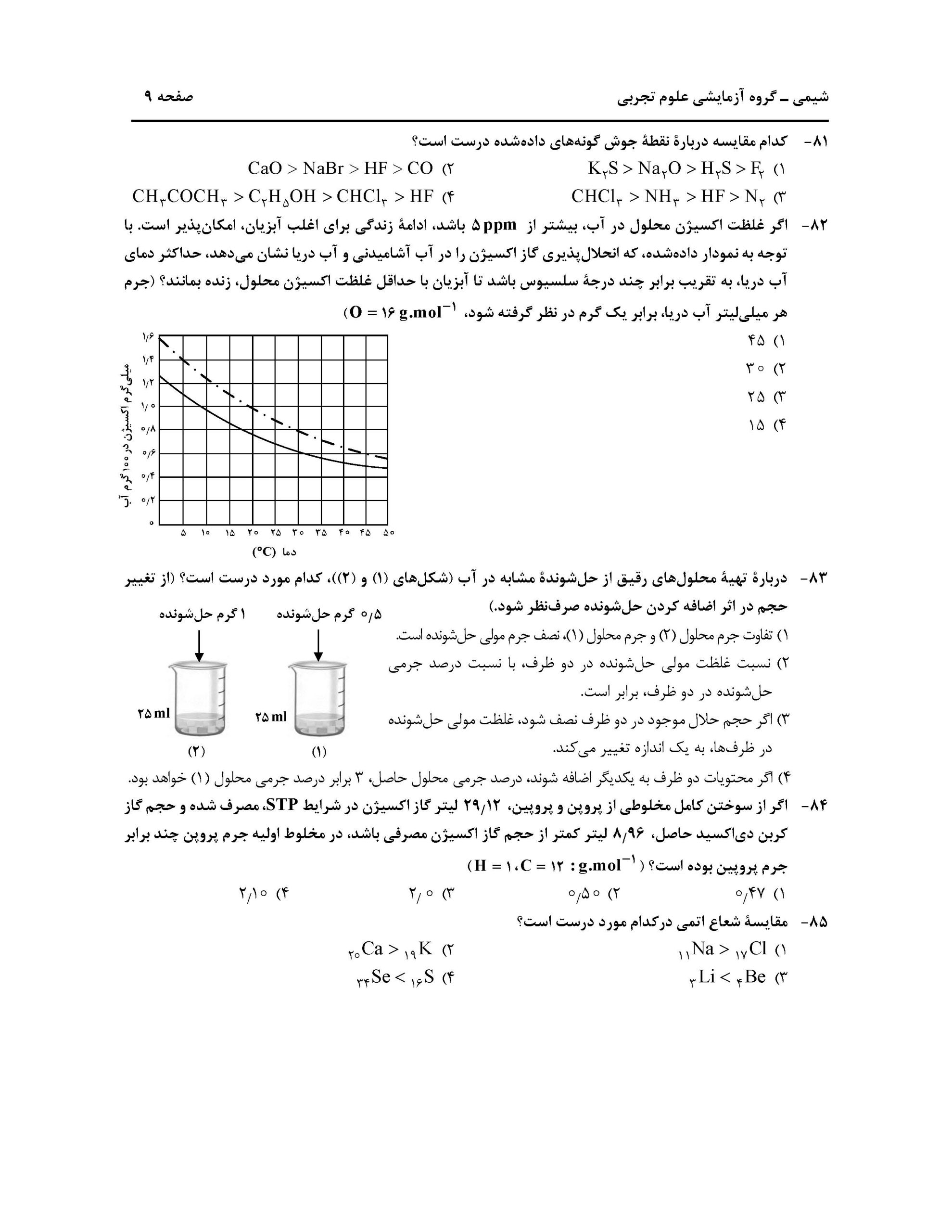 سوالت کنکور تجربی اردیبهشت 1403