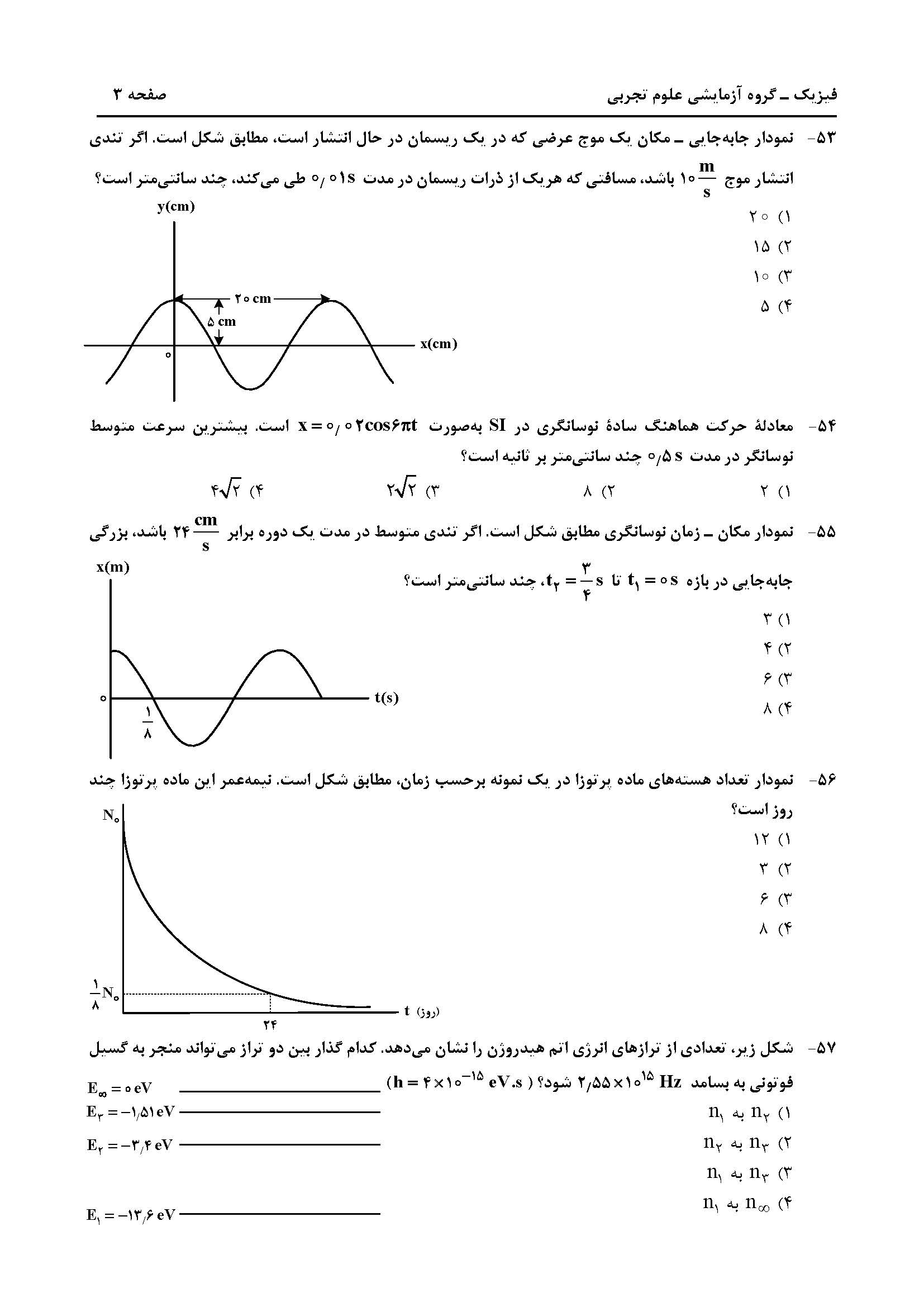 سوالت کنکور تجربی تیر 