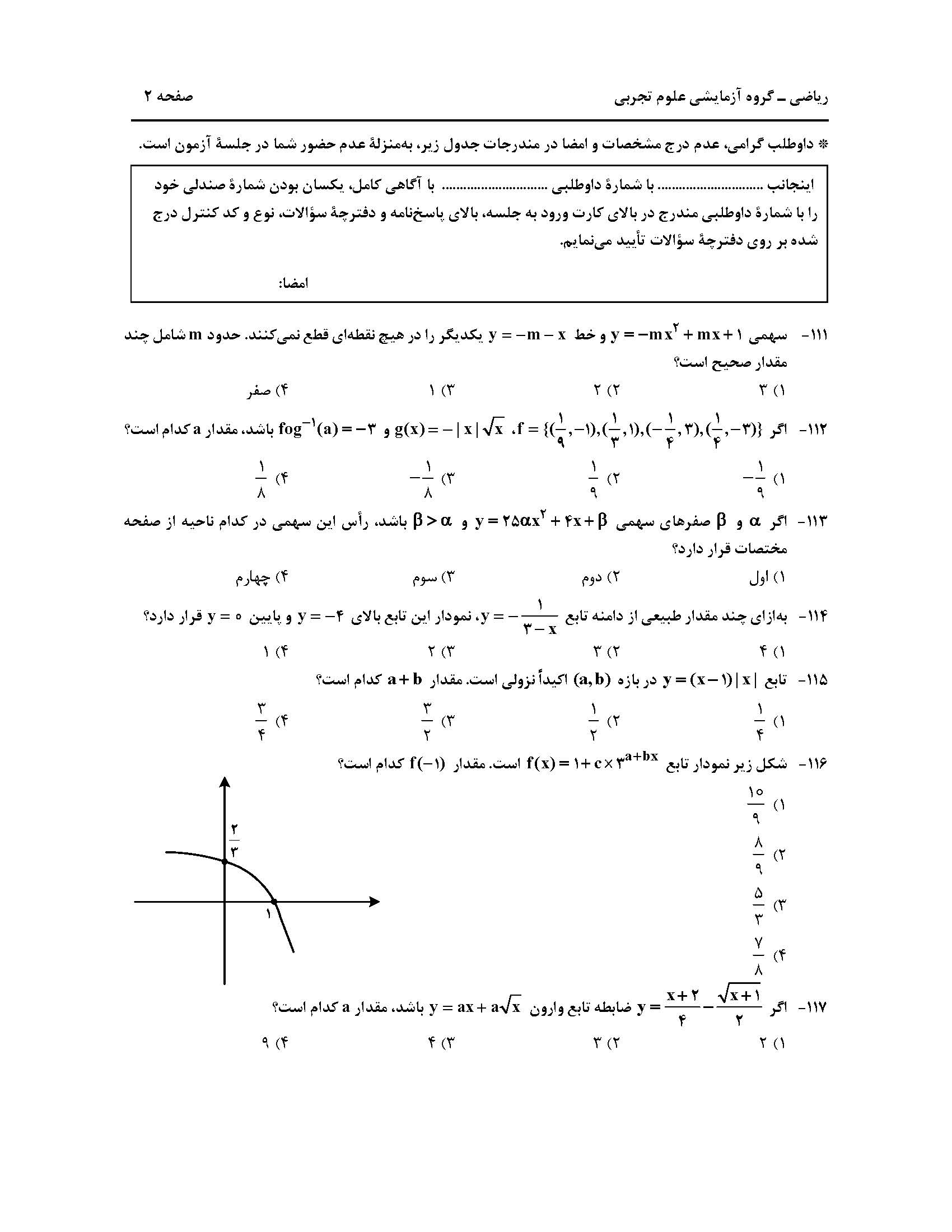 سوالت کنکور تجربی اردیبهشت 1403