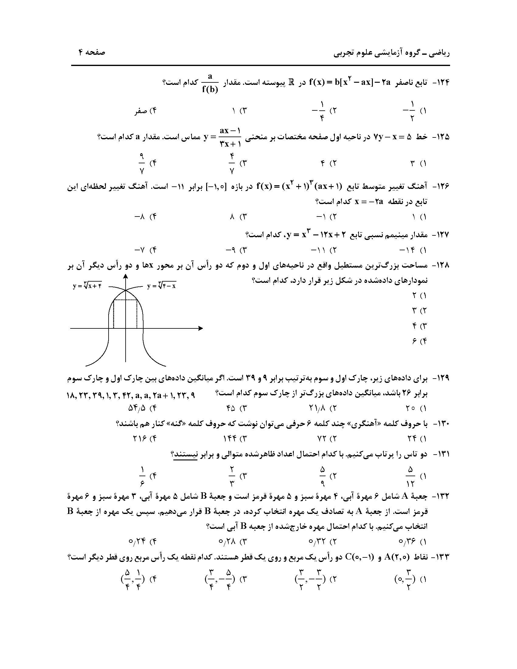سوالت کنکور تجربی اردیبهشت 1403