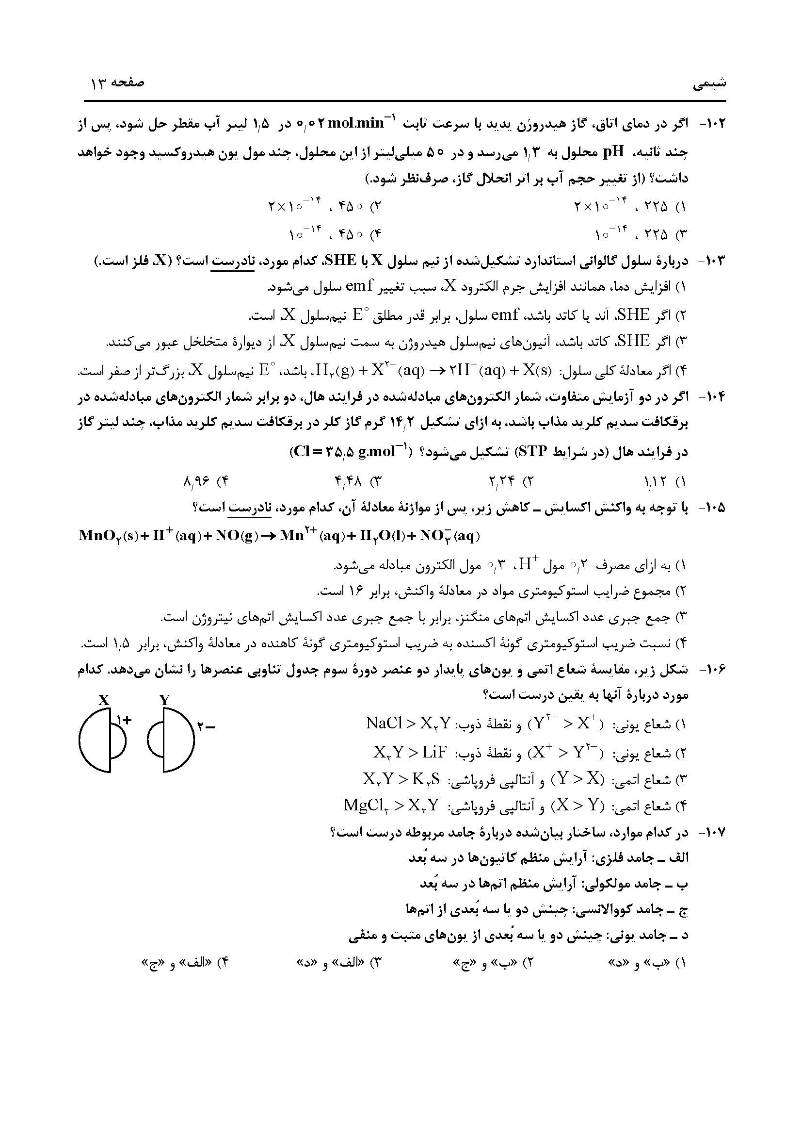 سوالت کنکور تجربی اردیبهشت