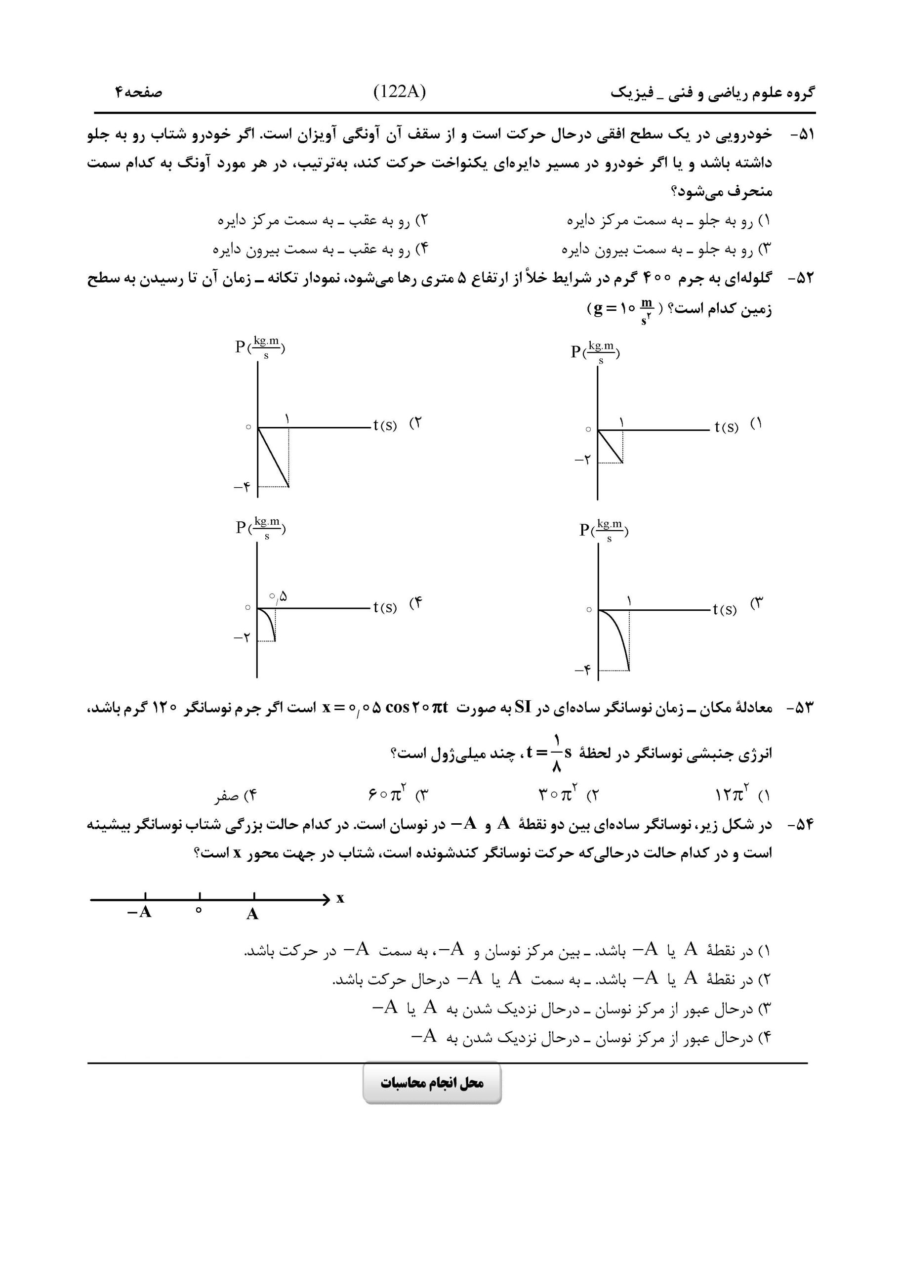 سوالات کنکور ریاضی تیر 1404
