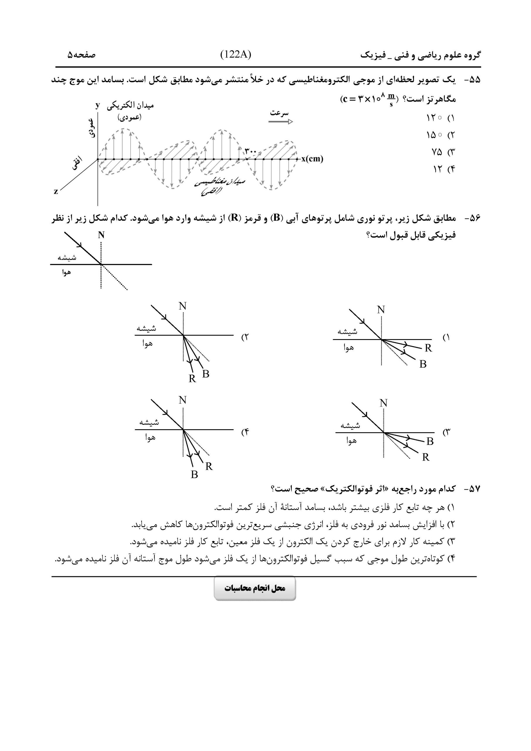 سوالات کنکور ریاضی تیر 1404