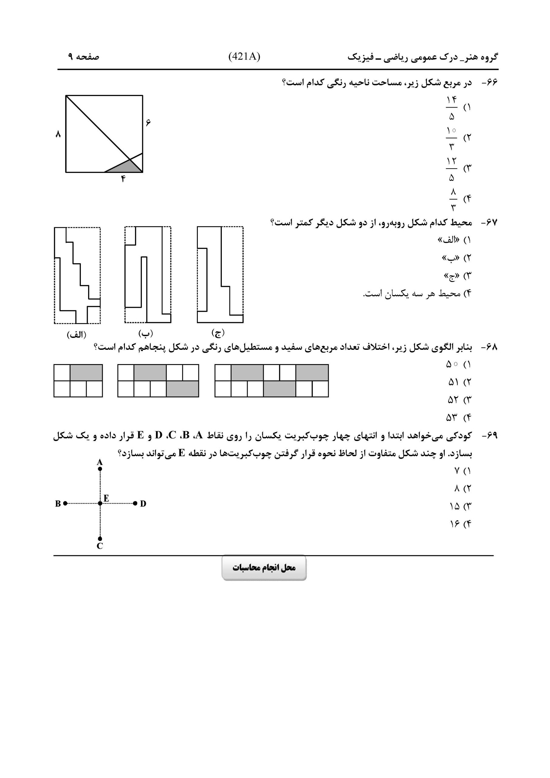 سوالات کنکور هنر تیر 1404