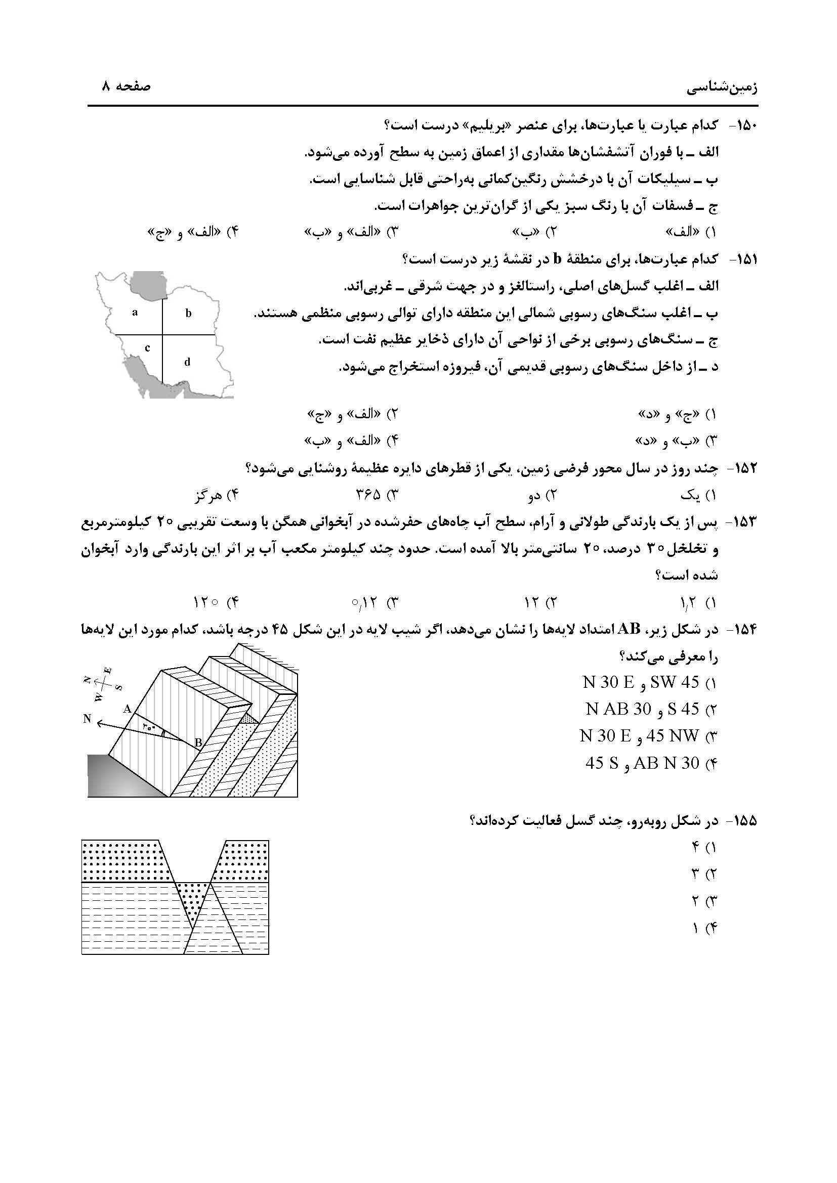 سوالات کنکور تجربی تیر 14042