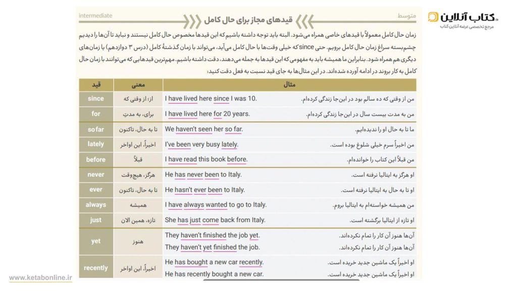 قید های حال کامل