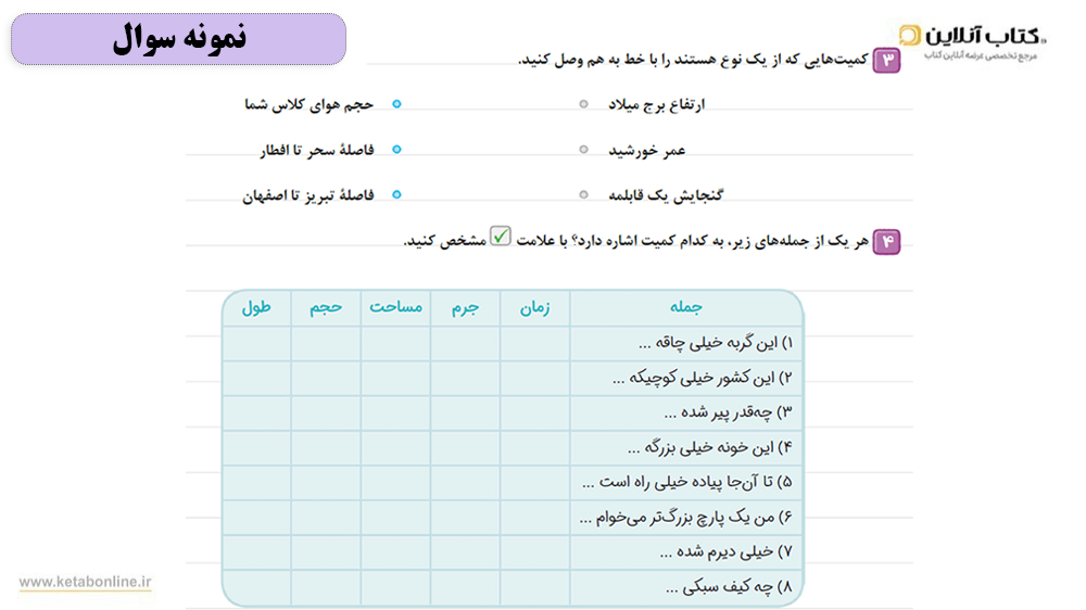 سوال کتاب کار هفتم علوم خیلی سبز