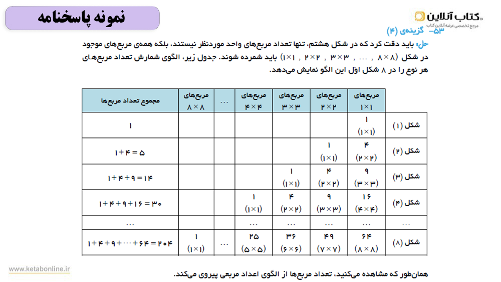 پاسخنامه ریاضیات پنجم رشادت مبتکران