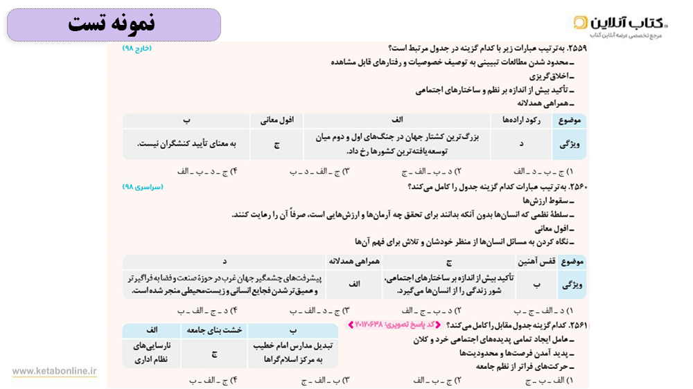 پرسش های جامع شناسی جامع مهروماه