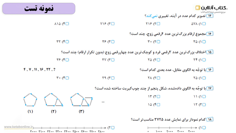 نمونه تست کتاب تیزهوشان چهارم ابتدایی IQ گاج