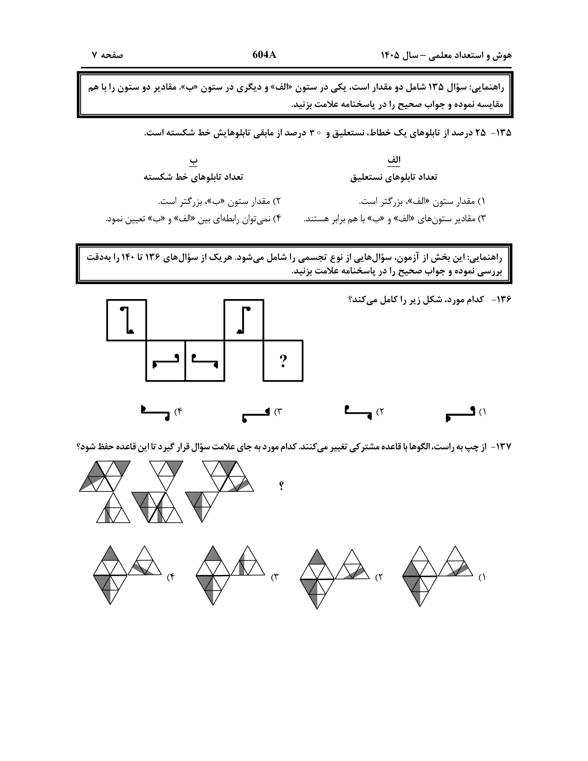 سوالات کنکور تجربی تیر 140442
